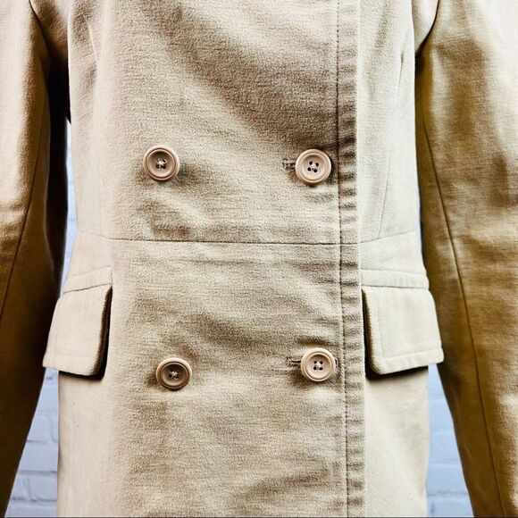 Y2K Gap Classic Tan Academia Blazer Double Breast Notch Collar Lined Jacket - Picture 4 of 14